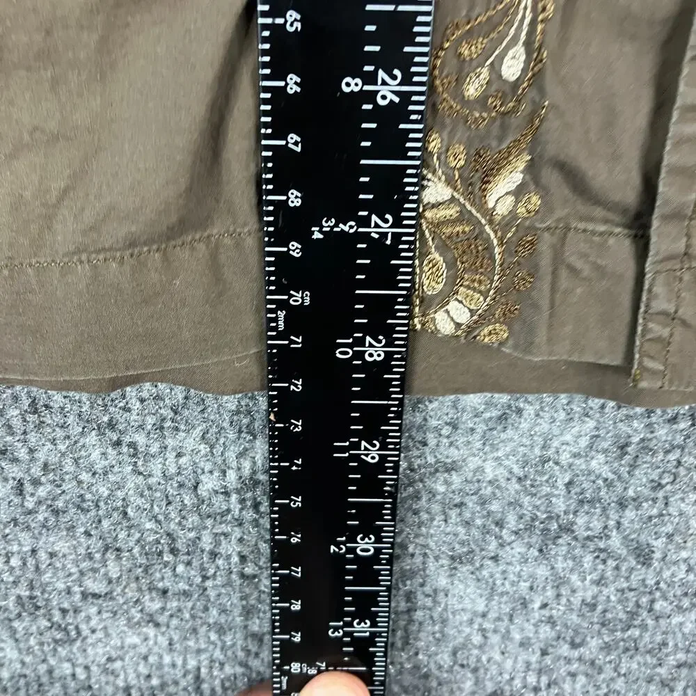 Banana Republic Shirt Mens XL Brown Embroidered Short Sleeve Button-Up‎ Casual